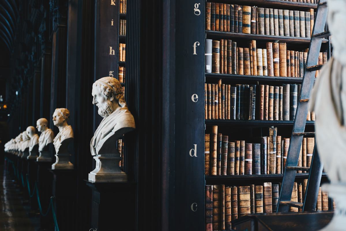 Shelves of legal reference books in a law library