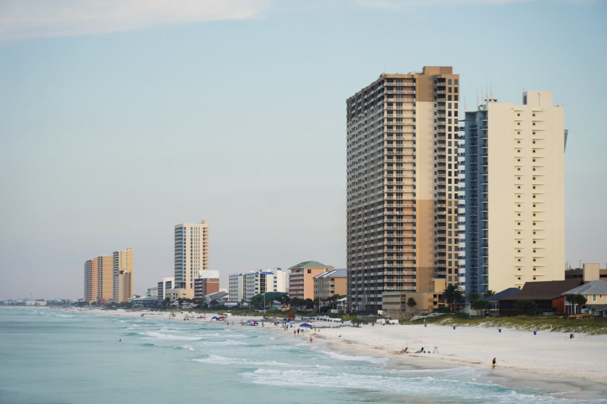 High-rise condominiums along the beach at Panama City Beach, Florida