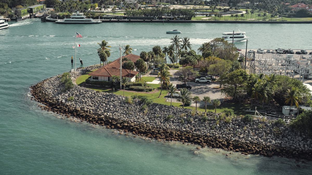 Aerial view of a marina and waterfront on the Florida Gulf coast
